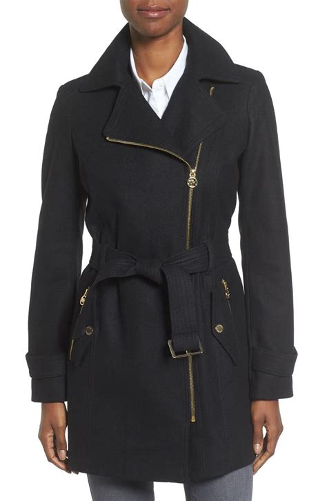 belted asymmetrical jacket michael kors|Wool Blend Belted Coat .